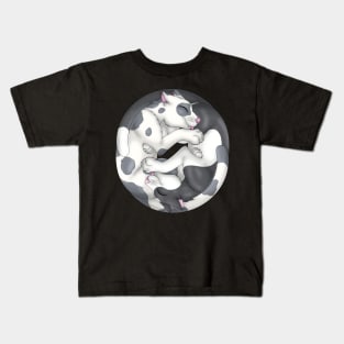 Yin-Yang Cats: Grey Bicolor Kids T-Shirt
